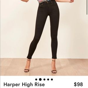 Reformation Harper High Rise Skinny Jeans in Black